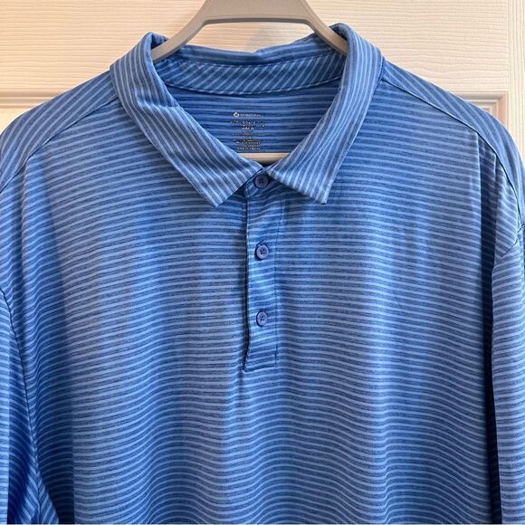 Member's Mark Men's Striped Performance Polo Shirt Blue Size XXX-Large - Picture 2 of 5